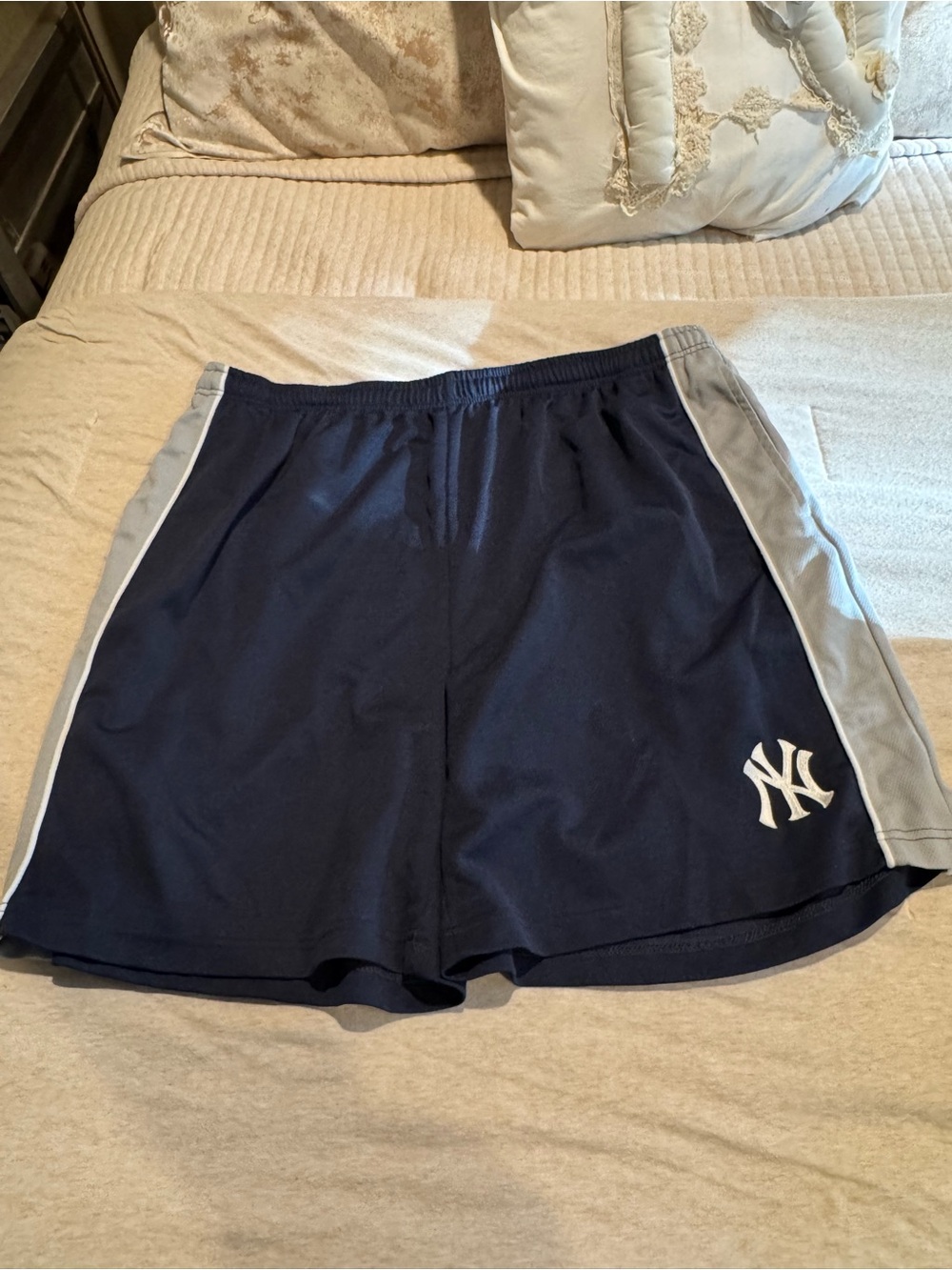 Stitches Men's Athletic Shorts in Navy and Gray with NY Logo